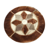 Tapis rond peau de vache vintage des années 60-70
