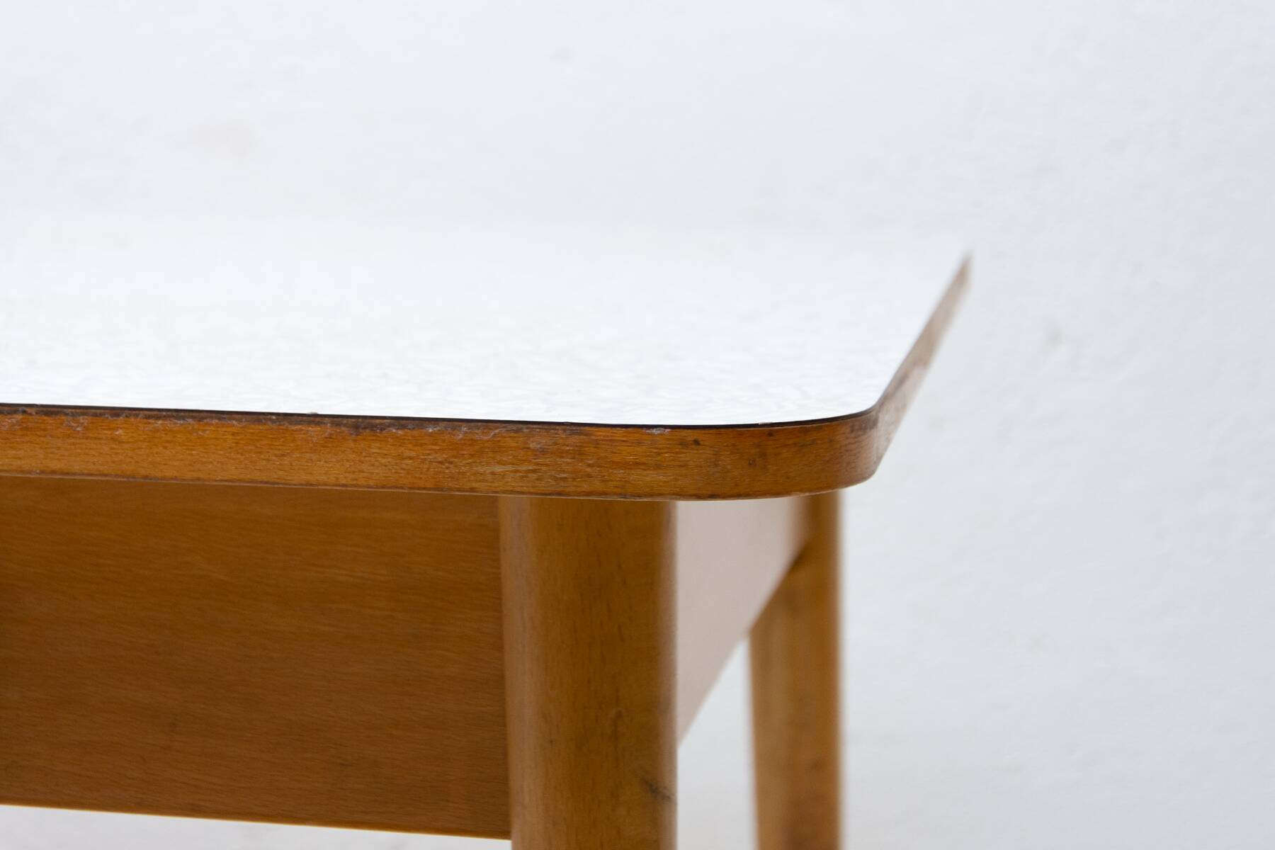 Midcentury formica and wood central table, Czechoslovakia, 1960s