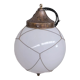 Opaline and brass mid-century caged pendant