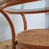 Table basse rotin et verre
