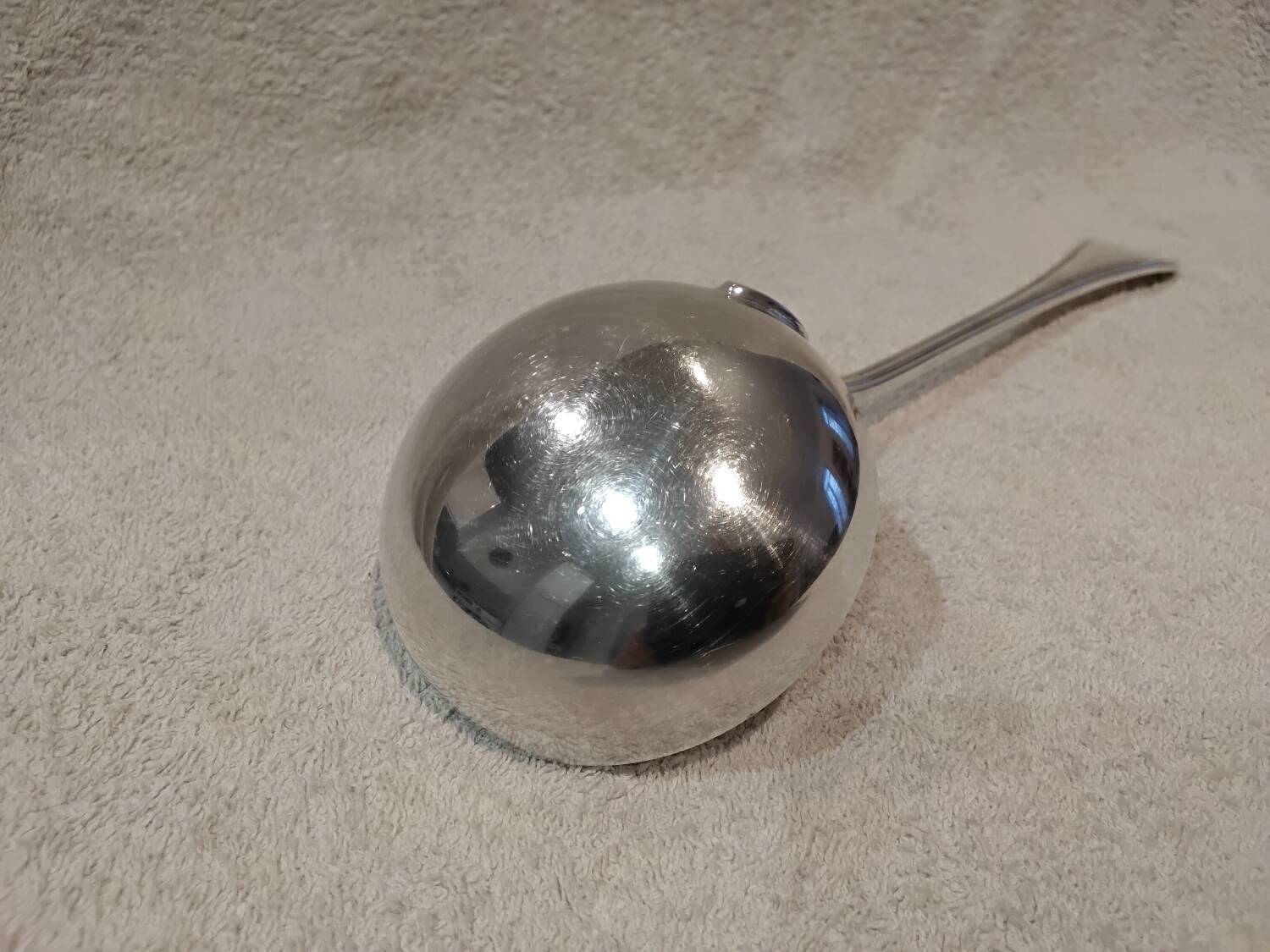 Silver-plated metal soup ladle by Christofle silversmiths, Albi pattern