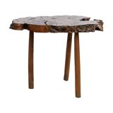 Vintage Rustic Side Table Root Wood Tree Trunk Tripod Coffee Table