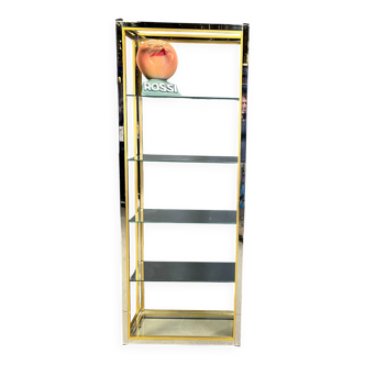 Étagère en laiton et chrome par Renato Zevi, années 1970