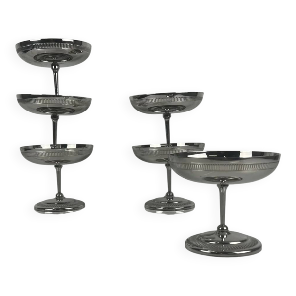 Lot de 6 coupes à glaces en métal, 1970 - Modèle D