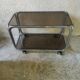 Trolley, hifi table. Smoked silver metal glass 60's