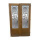 Double porte de séparation en bois et verre gravé XX siècle