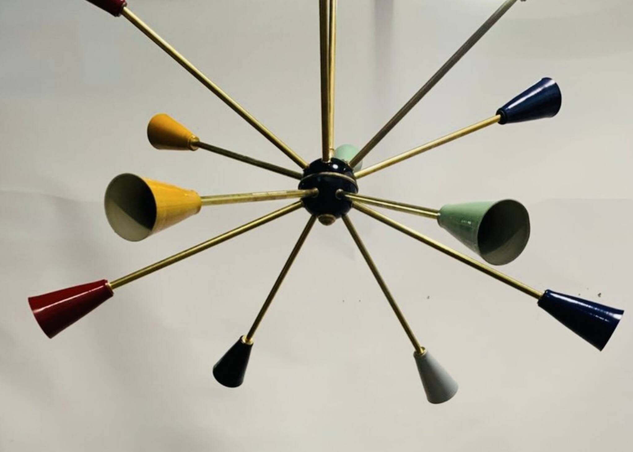 Lustre à 12 branches Sputnik Stilnovo des années 1950