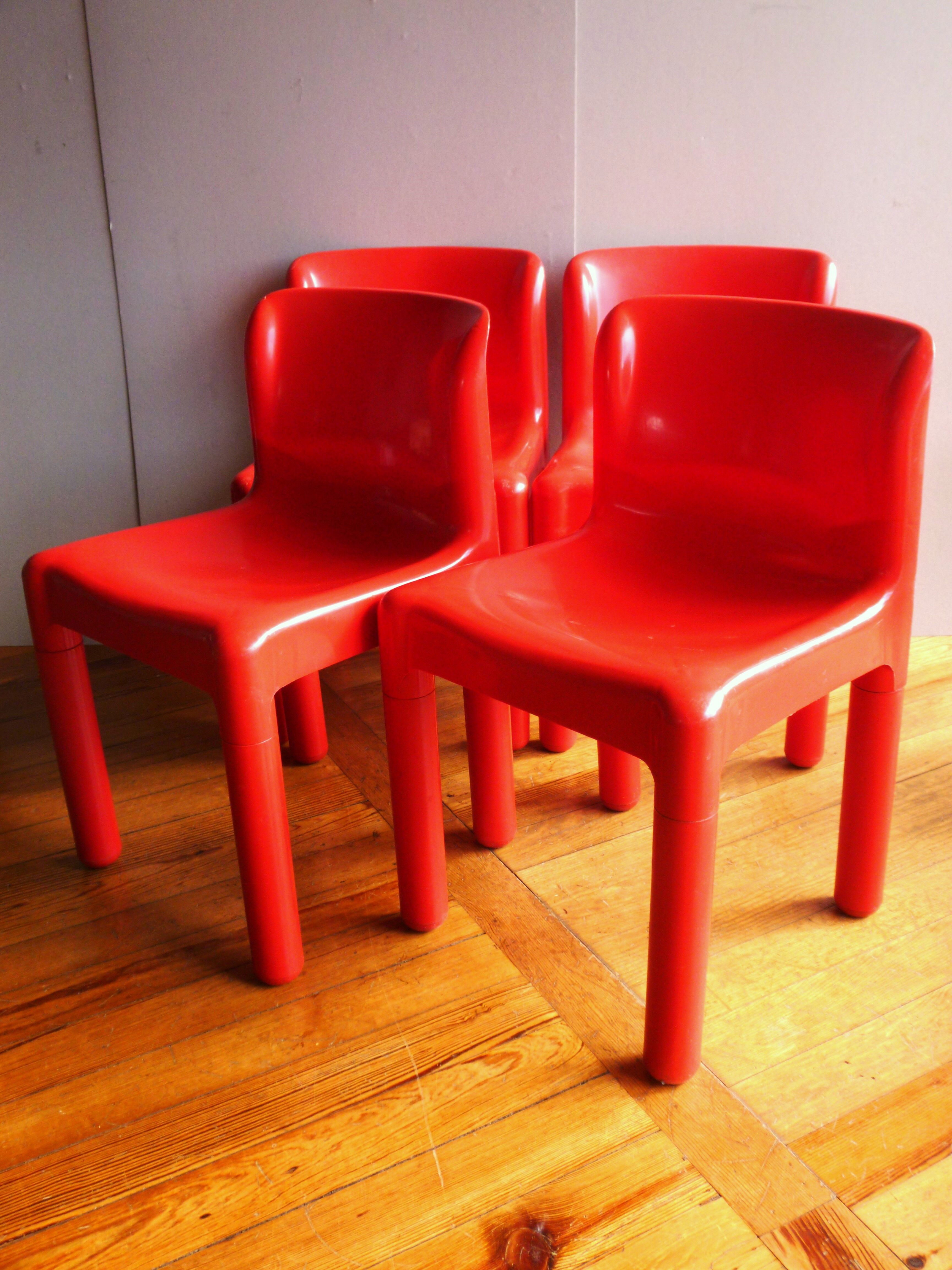 Set of 4 chairs by Carlo Bartoli, model 4875, Kartell edition, 70s