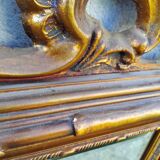 Old large Louis XV style mirror, stucco, wood, resin, beveled
