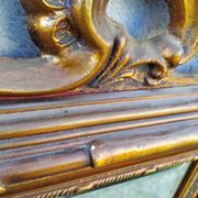 Old large Louis XV style mirror, stucco, wood, resin, beveled
