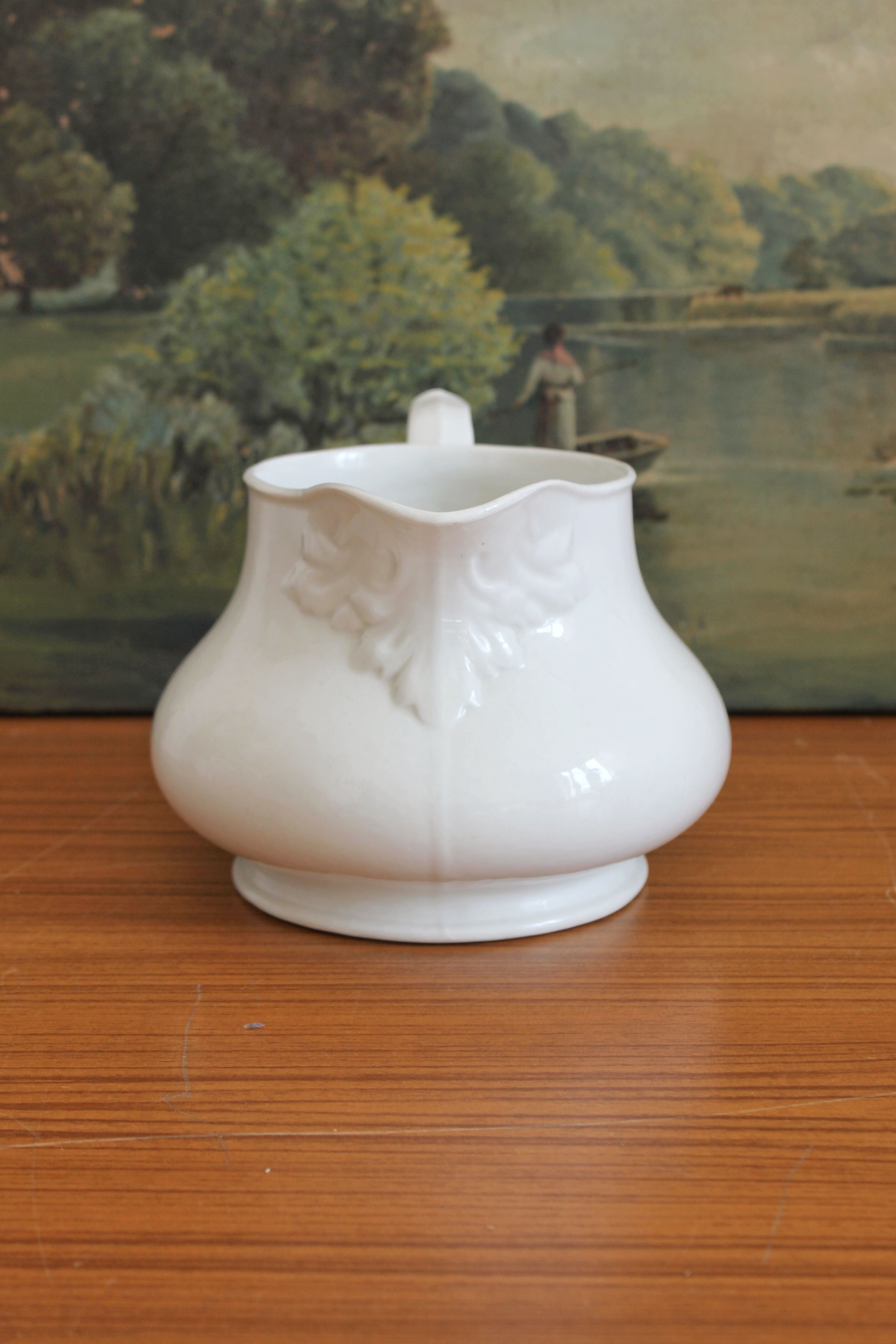Antique 19th-century white porcelain pitcher