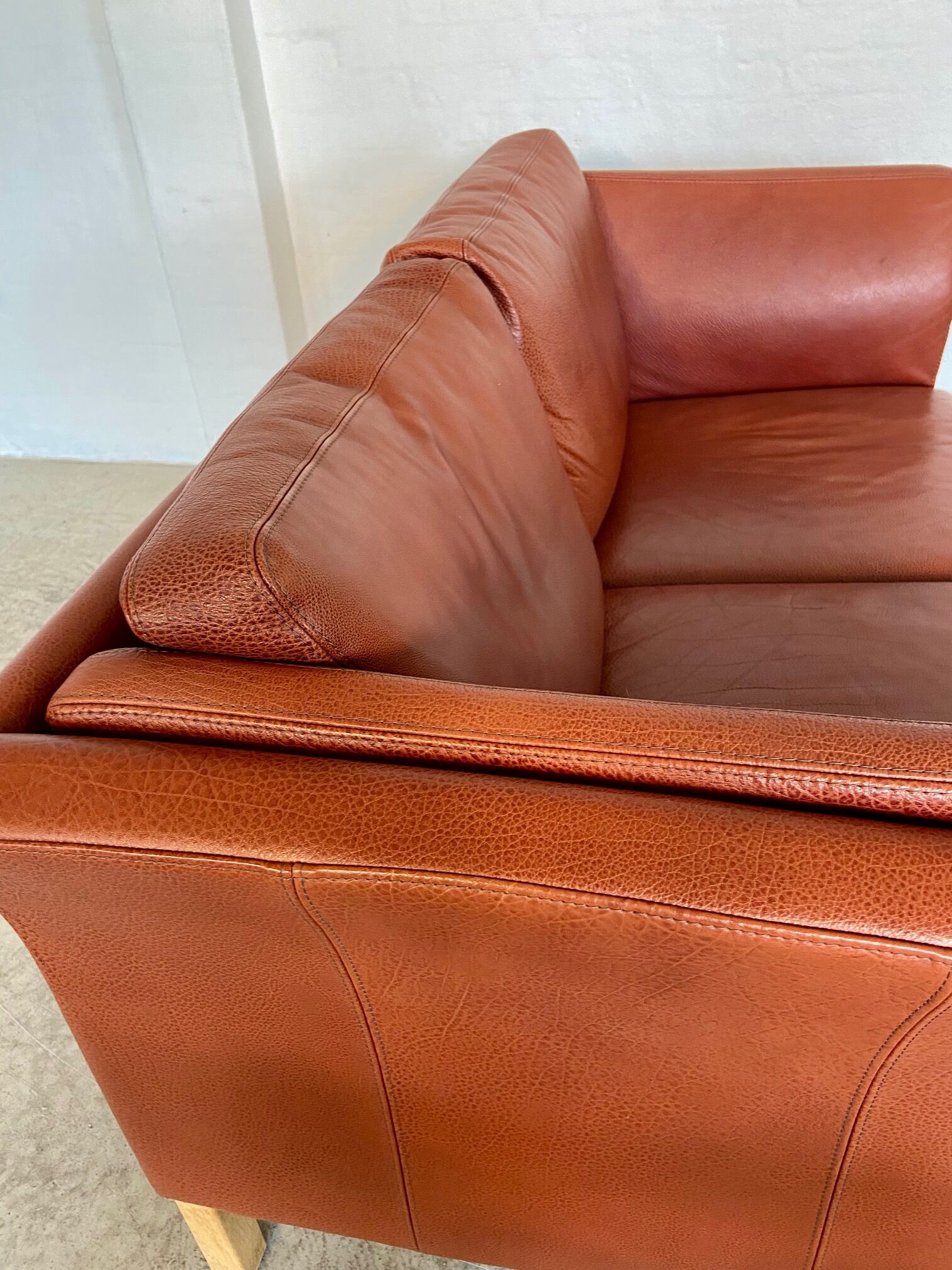 Canapé vintage danois rétro Skalma pour 2 personnes en cuir cognac