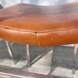 3 stainless steel tube chairs and faux leather, vintage