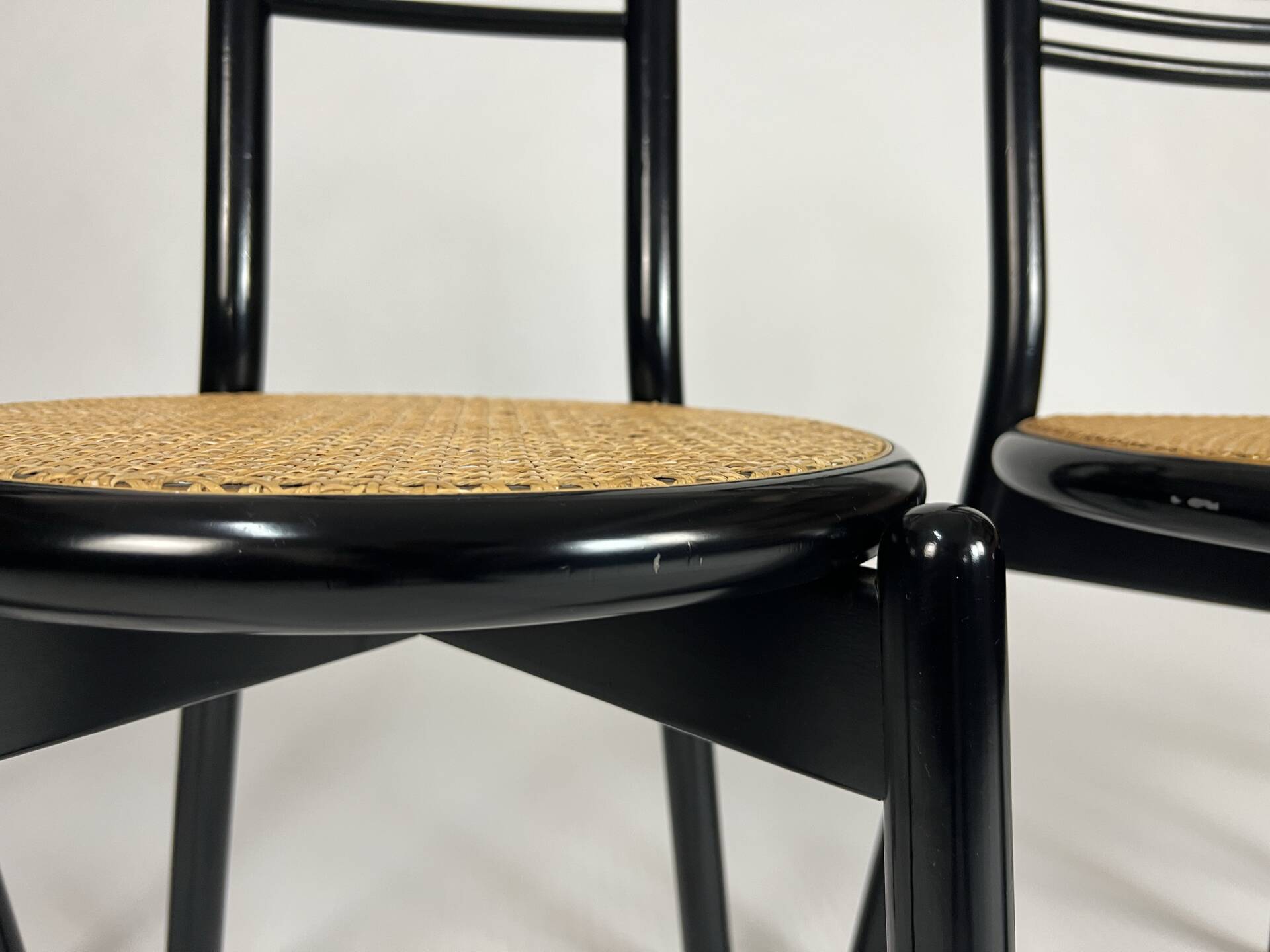 Set of four vintage chairs Viennese cane 80s Memphis by Antonio Sibau