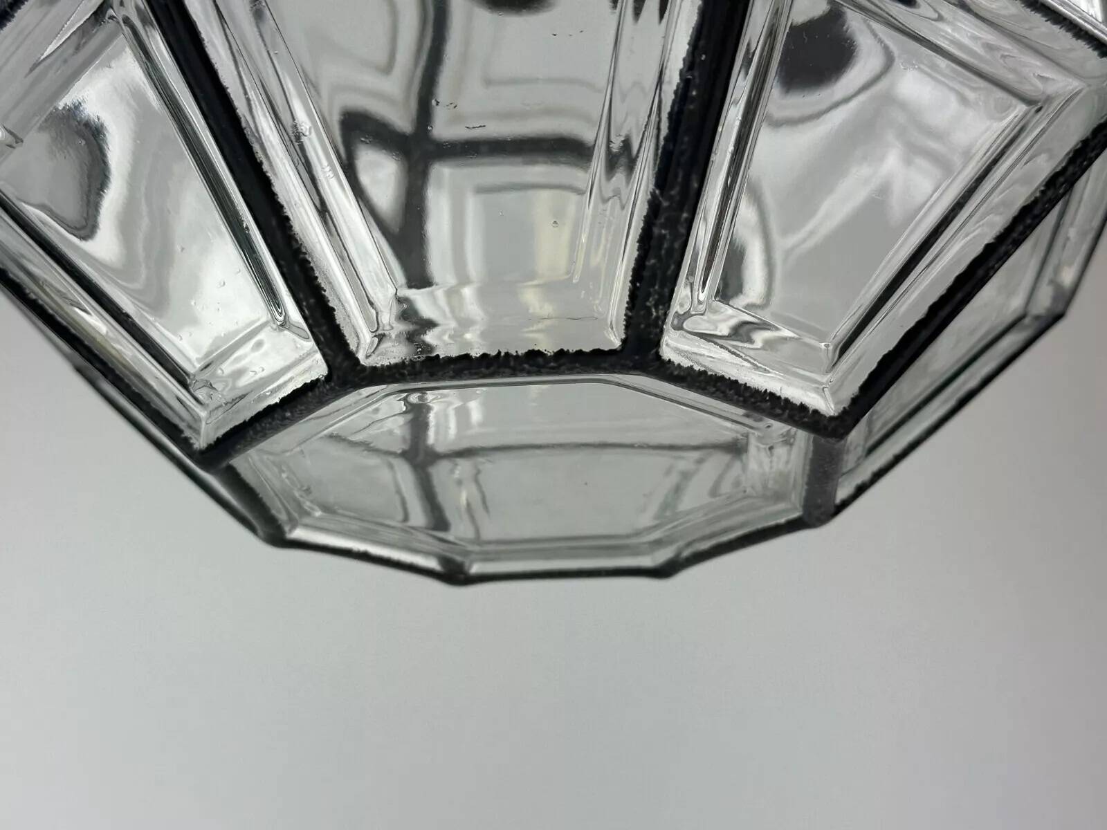 60s 70s ceiling lamp Glashütte Limburg Germany glass & brass Space Age