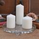 Round decorative glass tray with leaf pattern
