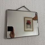 Miroir vintage 1960 barbier coiffeur carton chainette - 29 x 23 cm