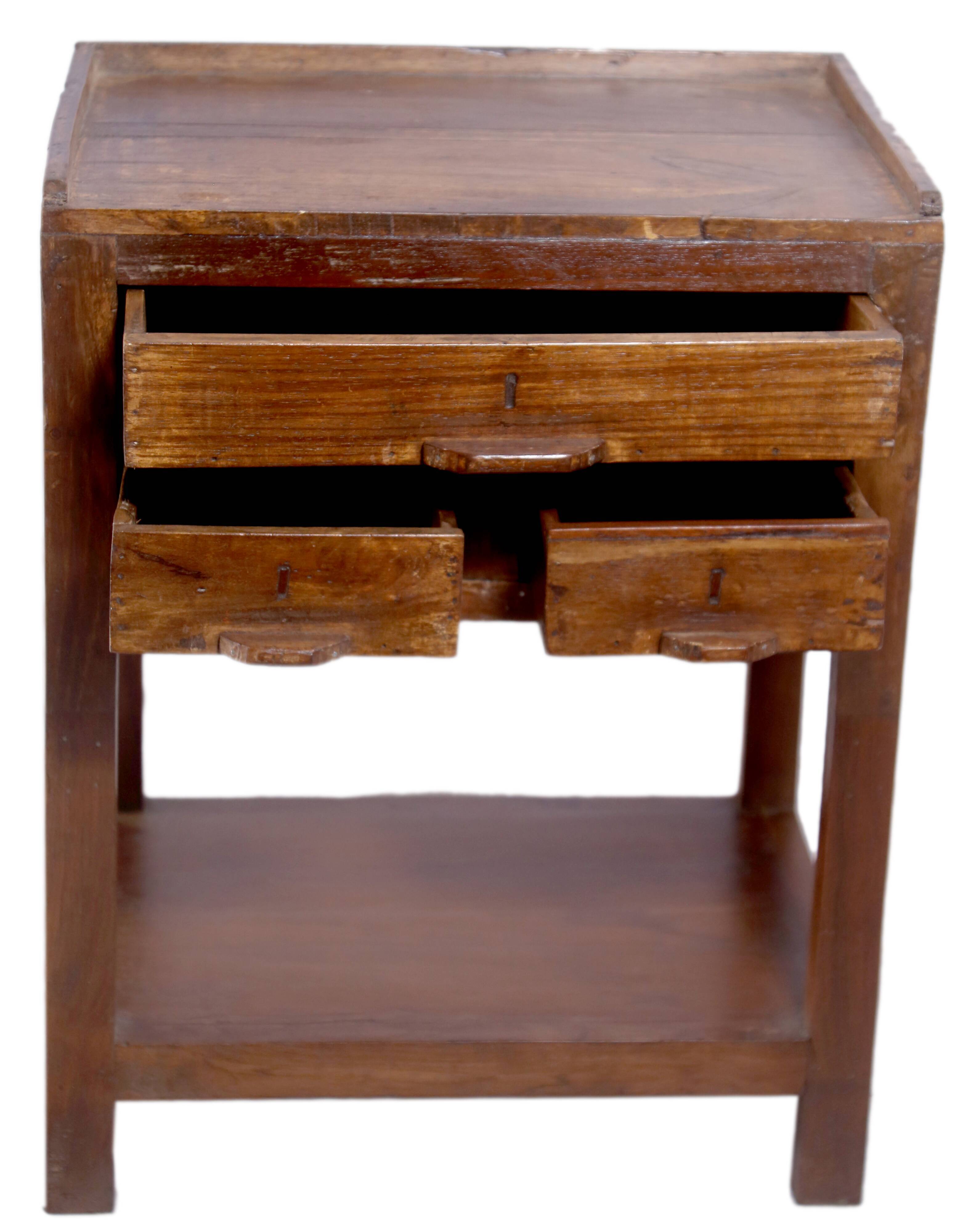 Old Burmese teak bedside furniture