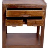 Old Burmese teak bedside furniture