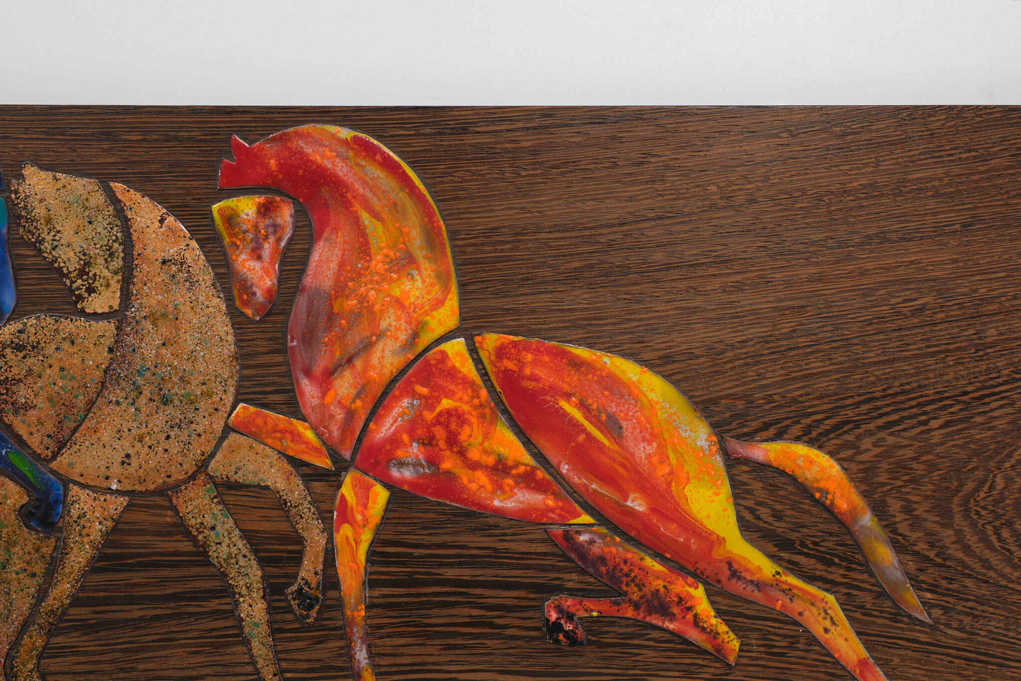 Enamel Horses on Panel 1960s Swiss