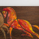 Enamel Horses on Panel 1960s Swiss
