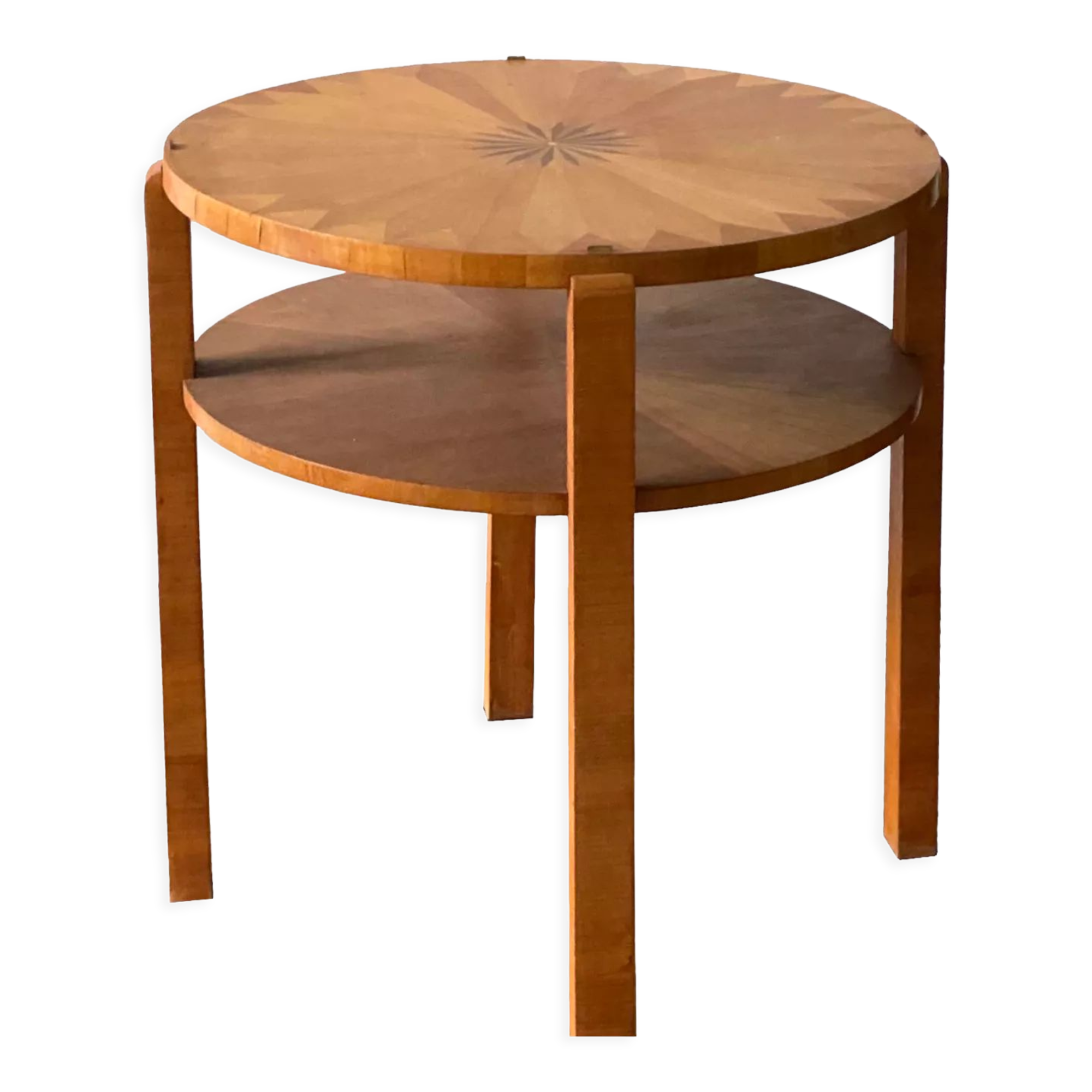 Art deco period occasional table with fruit wood inlay, france, 1930s