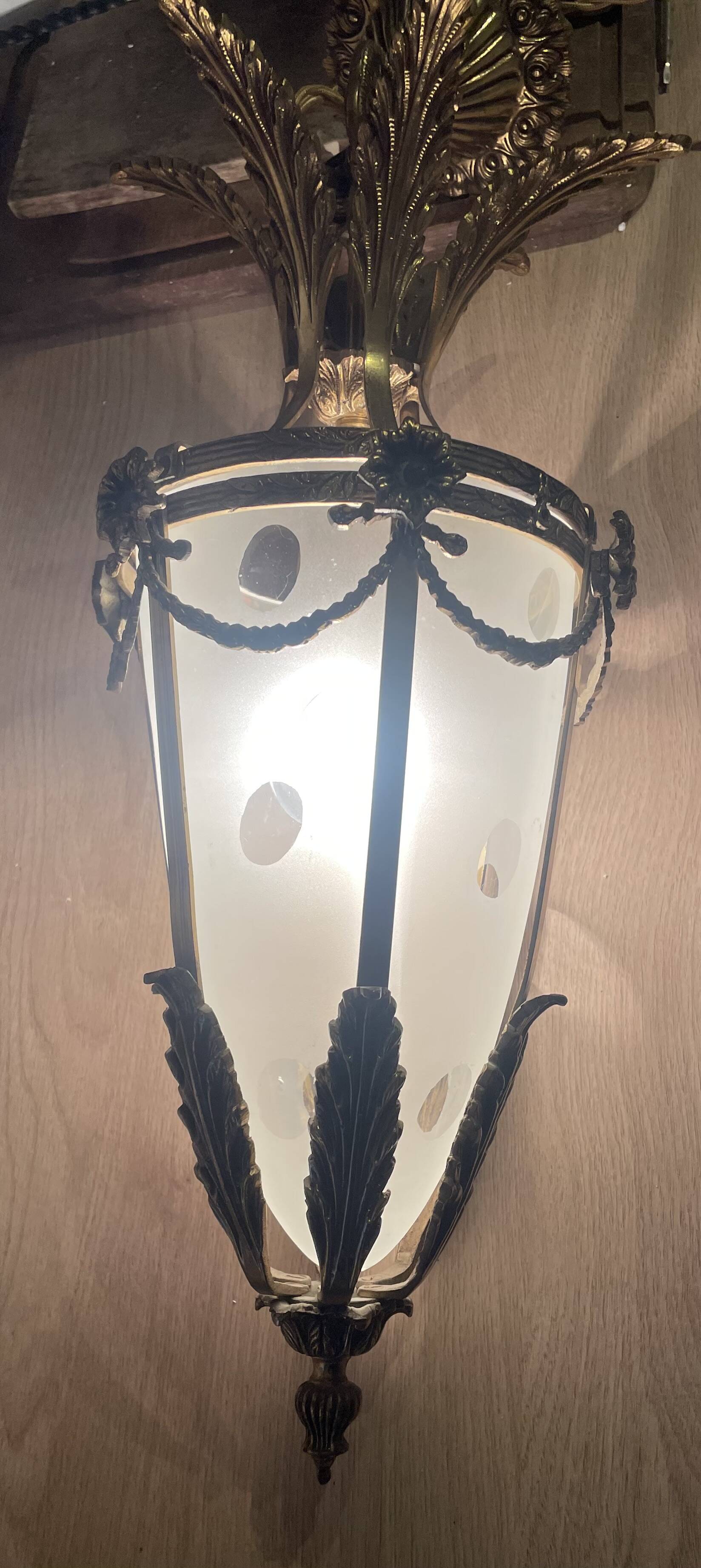 Bronze and polished glass suspension circa 1900