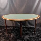 A Louis XVI period mahogany half-moon table forming a console/games table