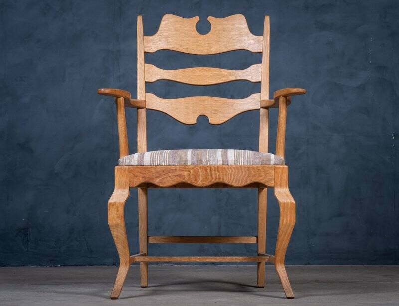 Mid-Century Modern Razorblade Armchair in Oak by Henning Kjærnulf, 1960s