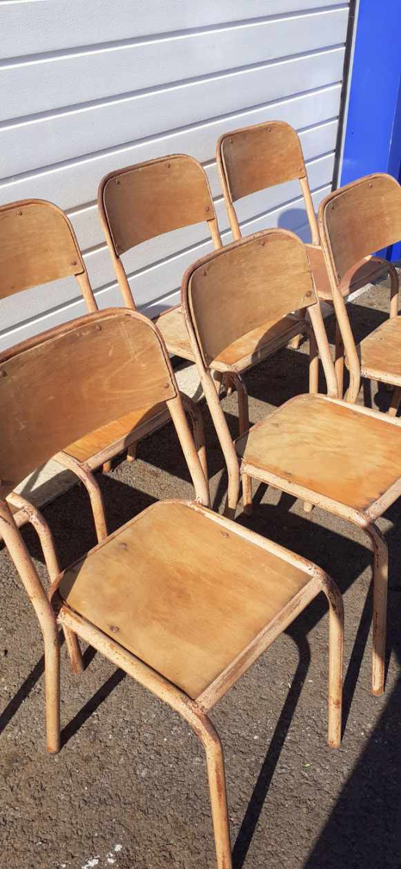 Metal and vintage wood chairs