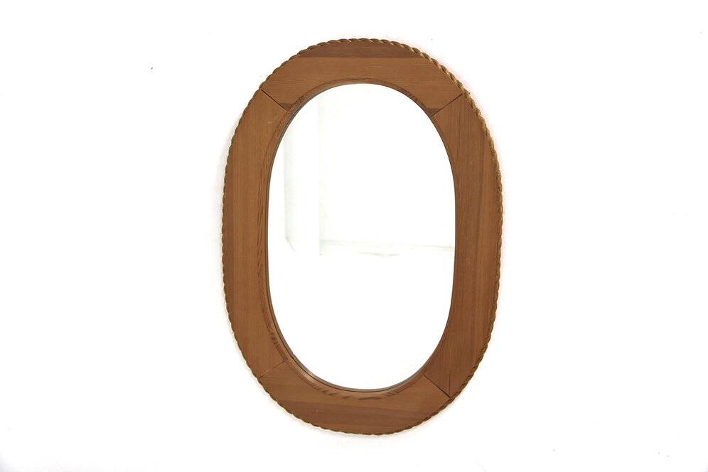 Miroir scandinave en pin et en corde, Suède, 1960, 103cm x 73cm