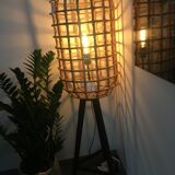 Wicker cage floor lamp