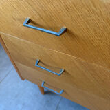 Vintage oak chest of drawers from the 1960s.