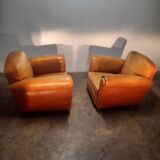 Pair of club shoes from the 1950s in tawny leather.