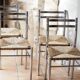 4 modernist straw chairs