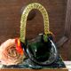 Green Murano glass basket/trinket dish
