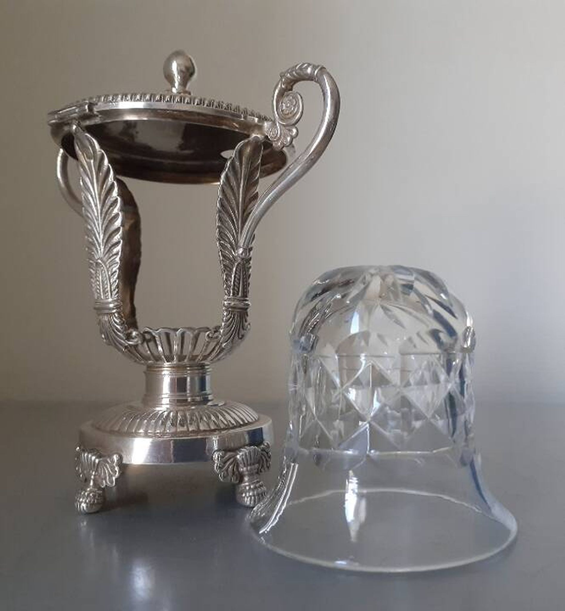 Moutardier en argent massif et cristal