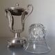 Mustard pot in solid silver and crystal
