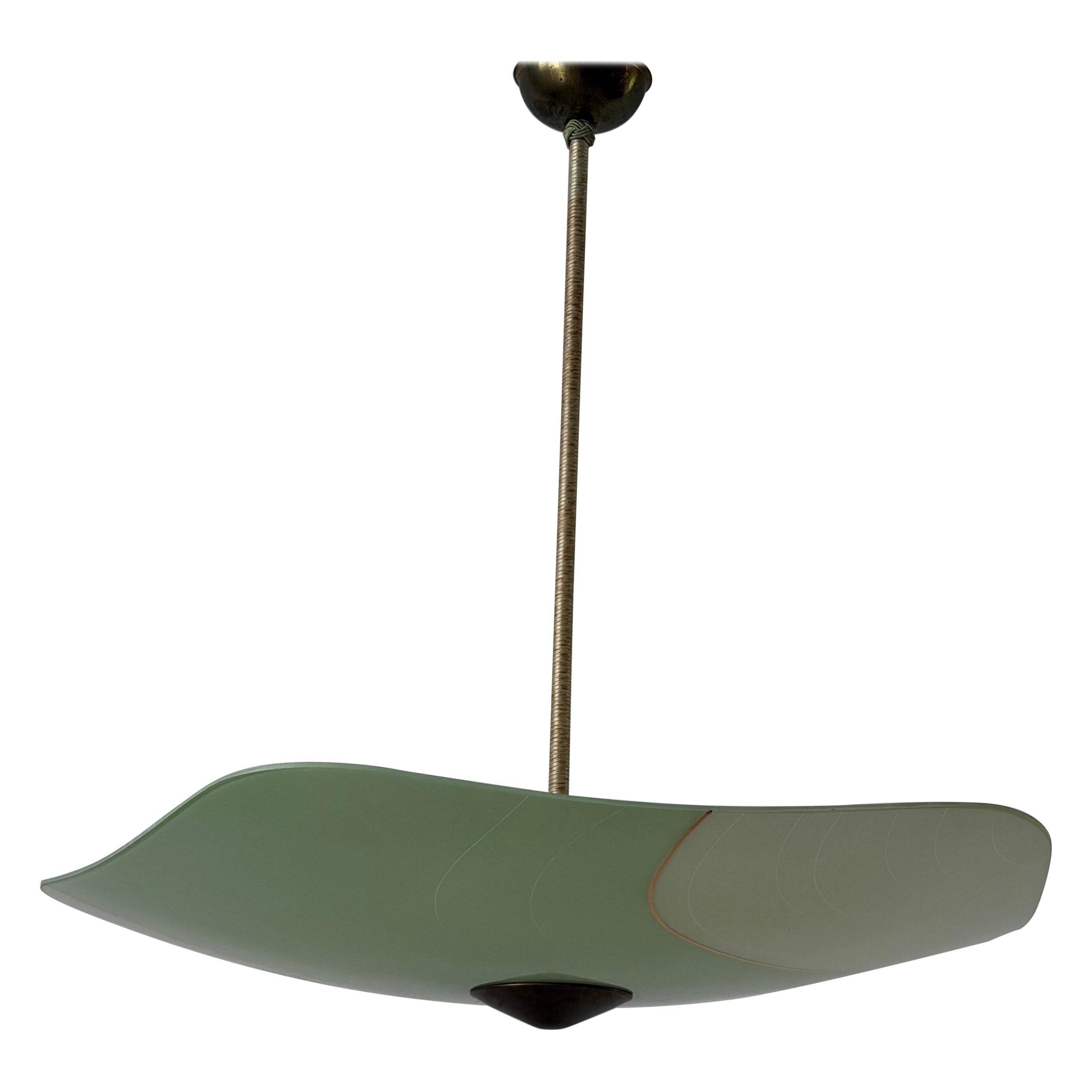 Art Deco pentagonal green glass ceiling light, 1940s, Germany