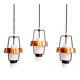 Trio de suspensions scandinaves en opaline et aluminium anodisé, 1960