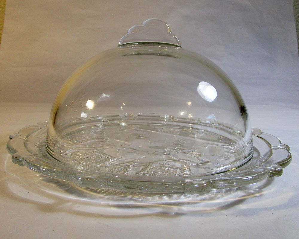 Glass cheese platter and bell