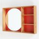 Mid-century wall shelf with mirror / 1970s / maritime pine / Danish modern design / red-orange
