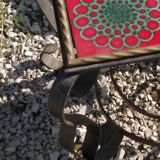 Art Deco coffee table in wrought iron and ceramic