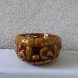 Ashtray ceramic glazed beige/Brown vintage 1970