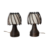 Pair of rattan lamps