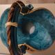 Vintage turquoise decorative vase – Mediterranean artisanal earthenware