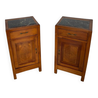 Tables de chevet Art déco italiennes en noyer, années 1930.