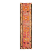 Turkish Handwoven Vintage Herki Kilim 82 cm x 312 cm