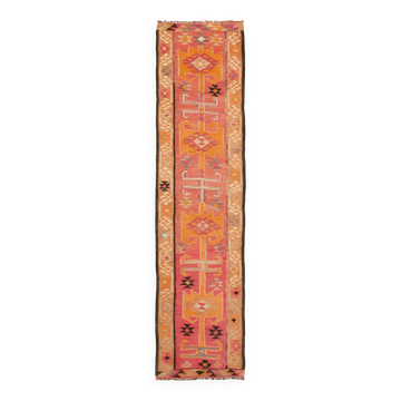 Turkish Handwoven Vintage Herki Kilim 82 cm x 312 cm