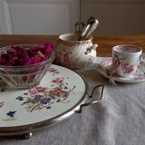 Sarreguemines Digoin “Righi” earthenware tray, metal rim and handles.